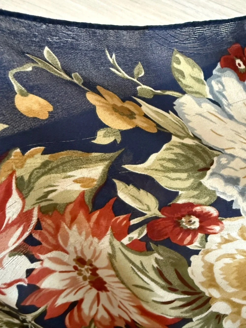 Lauren Ralph Lauren silk floral scarf navy romantic cottagecore